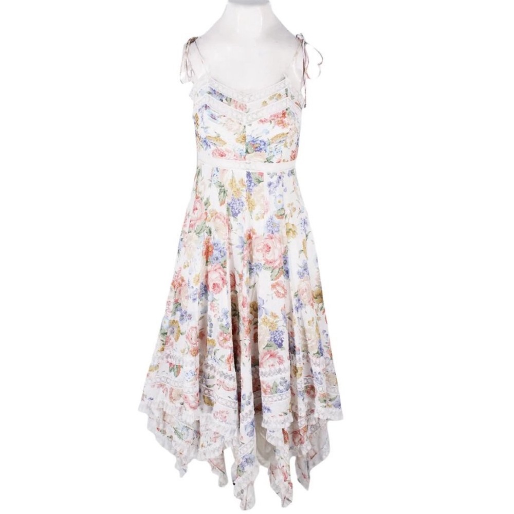 Zimmermann Bowtie Pintuck Scarf Dress Floral - Picture 4 of 5